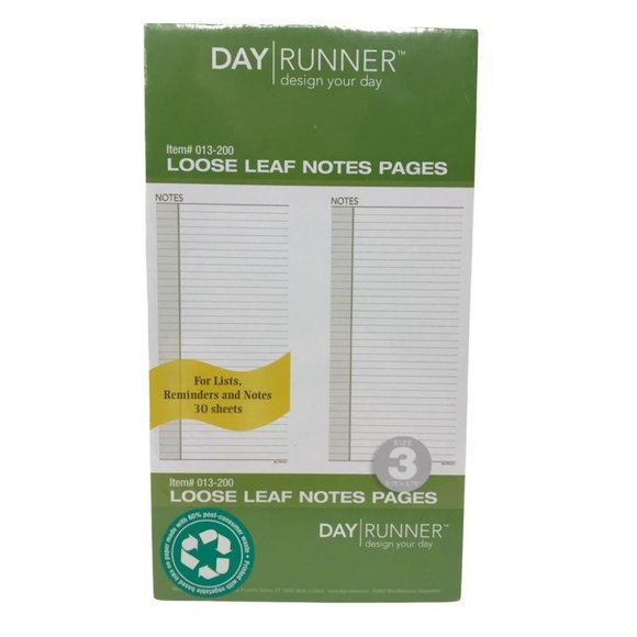 Day Runner Undated Planner Notes Refill 3.75"x6.75" - Picture 1 of 2